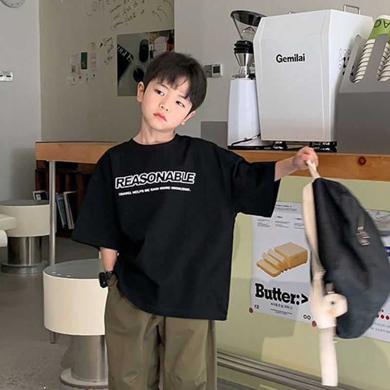 (จัดส่งตลอด 24 ชั่วโมง)Kids T shop เสื้อยืด แขนสั้น สไตล์เกาหลี สําหรับเด็กผู้ชาย
