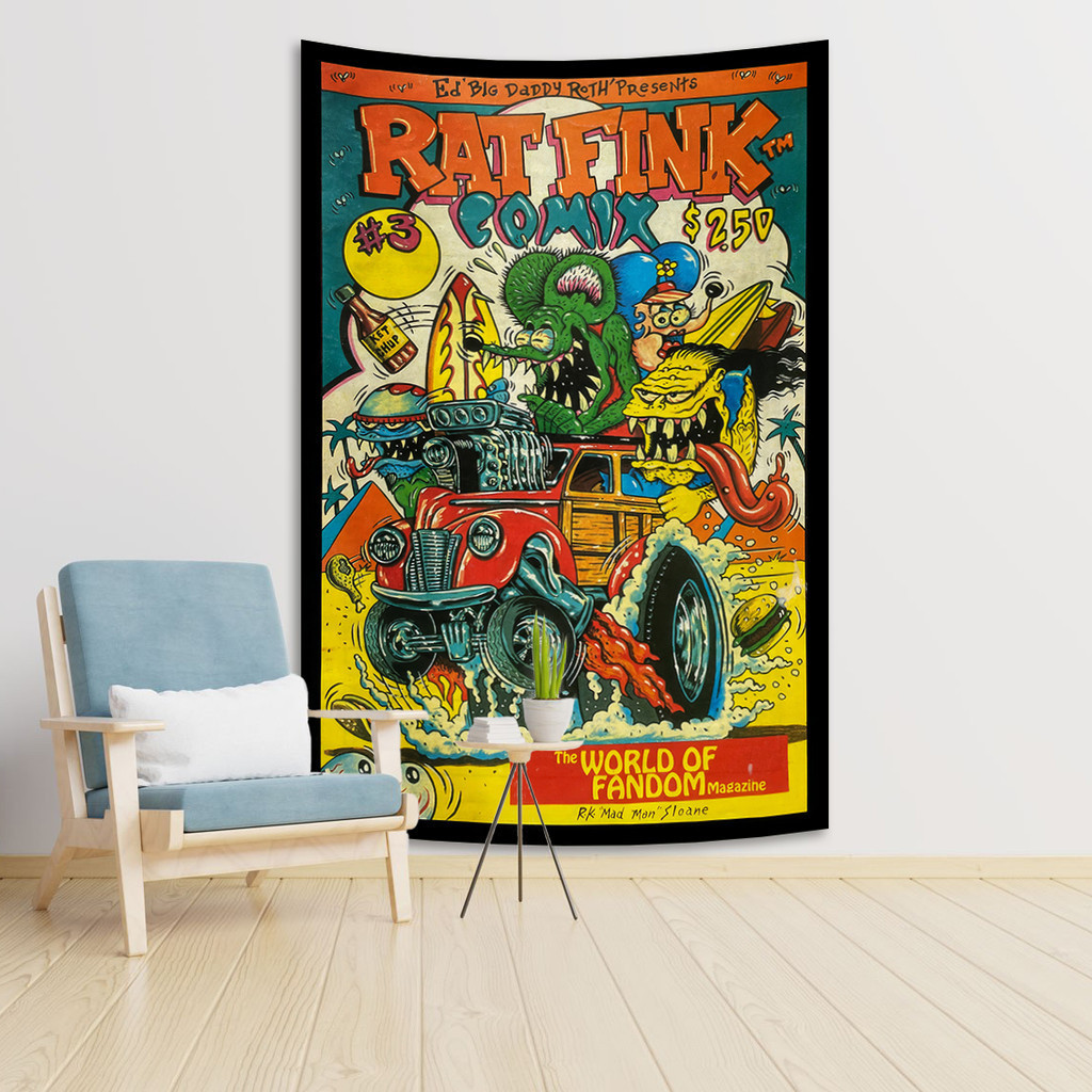 Mouse Fink โปสเตอร์ตลก Tapestry ตกแต่งผนังในตํานาน Room Art โฆษณาแขวนโลโก้ Ft