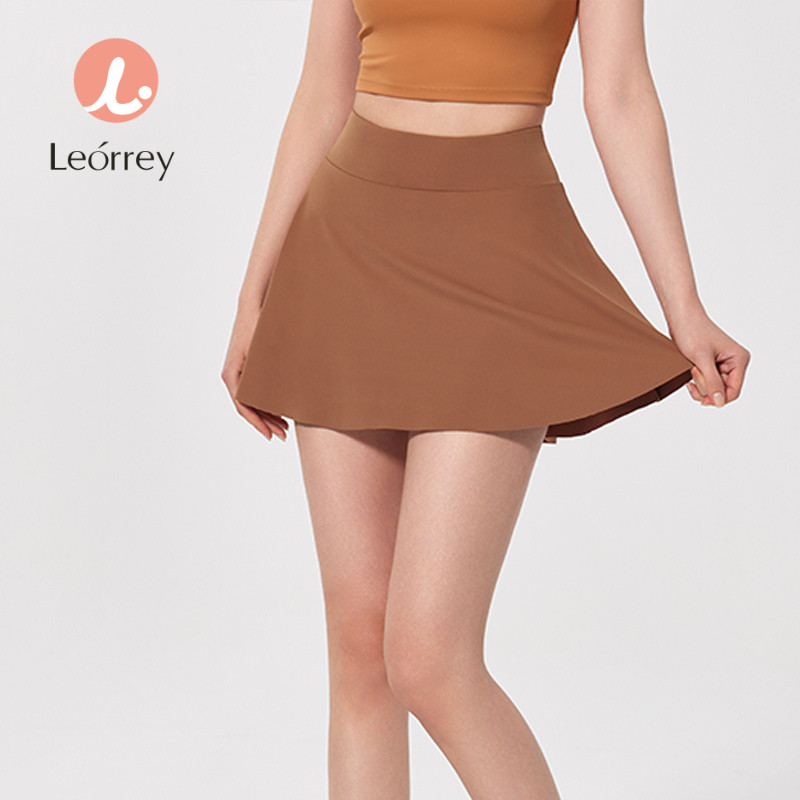 Leorrey กีฬากลางแจ้งวิ่งกระโปรงจีบครึ่งร่างกายเทนนิสกอล์ฟฟิตเนสกางเกงกระโปรงสั้นครึ่ง
