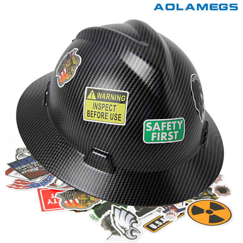 AOLAMEGS หมวกนิรภัยขอบกว้างเต็มรูปแบบ DIY Graffiti สติ๊กเกอร์หมวกแข็งน้ำหนักเบามีความแข็งแรงสูง