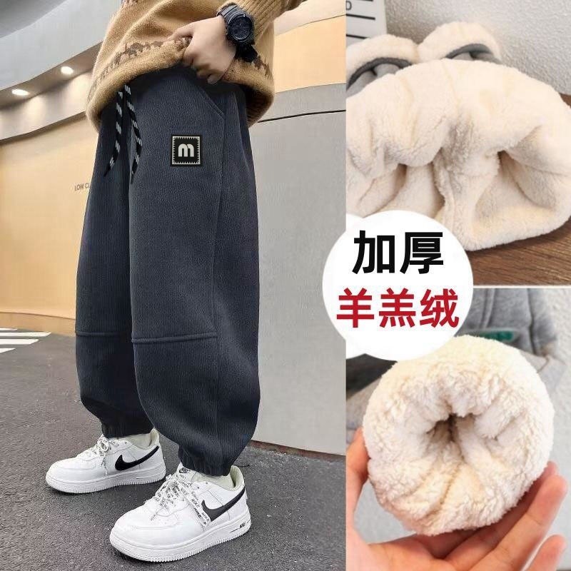 Lambswool เสื้อผ้าเด็กเด็กกางเกงขนแกะเรียงรายฤดูหนาวเด็กหนากางเกงลำลองเด็กใหม่หนึ่งที่จะได้รับผ่านฤดูหนาว