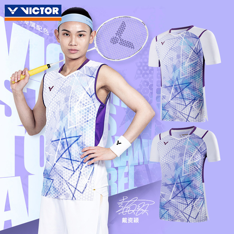 จัดส่งภายใน 48 ชั่วโมง 2024 ใหม่ ชัยชนะ แบดมินตัน เสื้อผู้ชายและผู้หญิงแขนสั้นแห้งเร็วชุดกีฬาการแข่งขัน