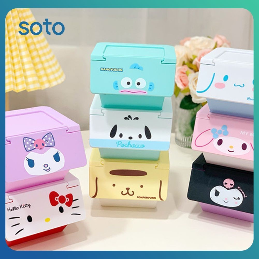 ♫ กล่องเก็บของ Sanrio ลาย My Melody Cinnamoroll Kuromi สุดน่ารัก กล่องเก็บเครื่องประดับและเครื่องสำอางอเนกประสงค์แบบซ้อนได้