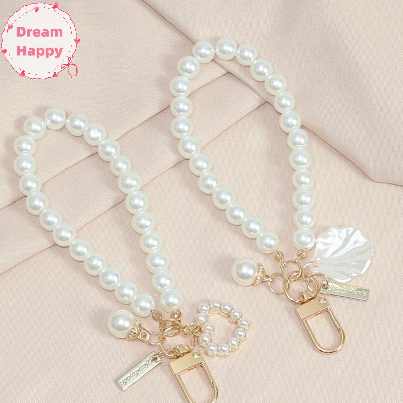 Dreamhappy 1PC DIY หัวเข็มขัดแหวนตะขอผู้ถือกุญแจกระเป๋าจี้พวงกุญแจโทรศัพท์มือถือกรณีโซ่ Pearl String กระเป๋าจี้เครื่องประดับตกแต่ง TH
