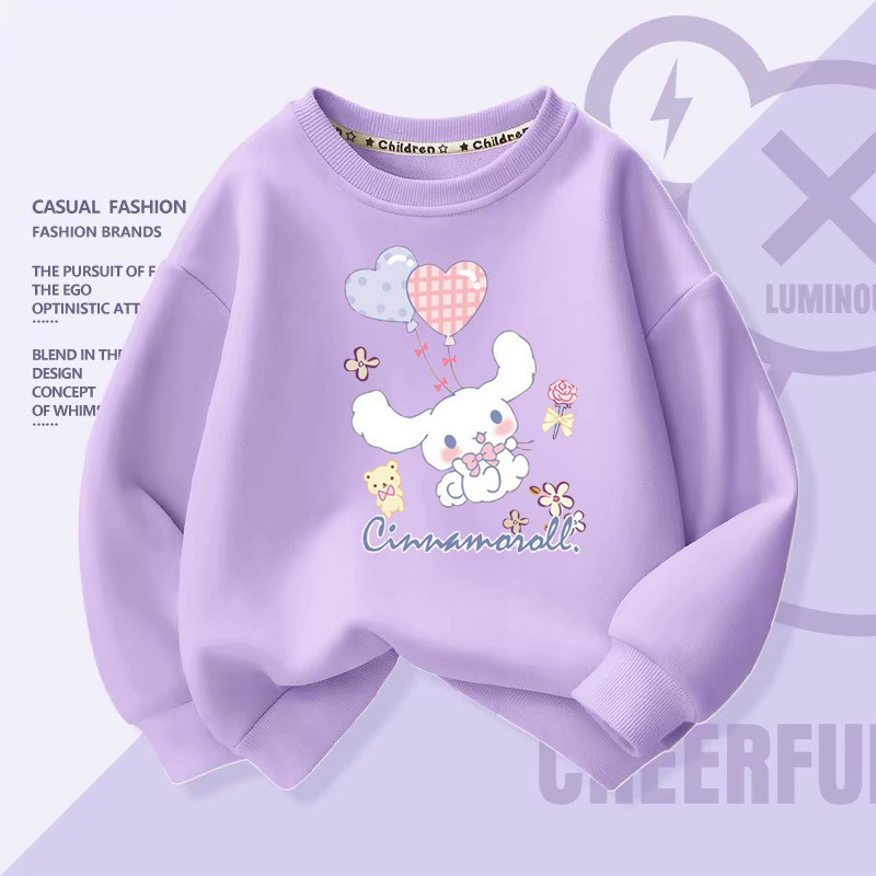 SANRIO ฤดูใบไม้ผลิฤดูใบไม้ร่วง น่ารัก อะนิเมะ ซานริโอ เด็กใหม่เสื้อแขนยาวน่ารักการ์ตูน ซินนามอนโรล เสื้อผ้า หมวก ของเล่นสําหรับเด็ก