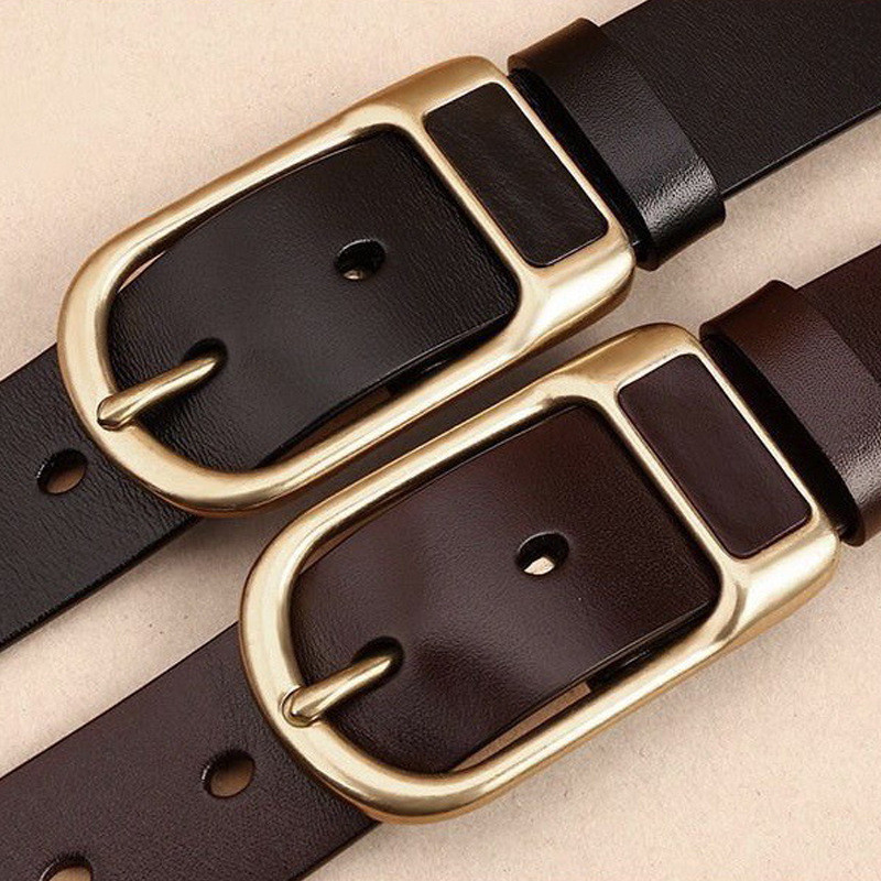 คลิปหนีบเข็มขัดหนังผู้ชายหัวเข็มขัดอัตโนมัติทองแดงแฟชั่นส