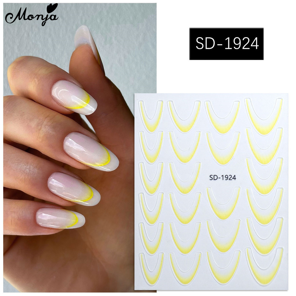 Monja สติกเกอร์นูน3D สติ๊กเกอร์ติดเล็บนูนสติกเกอร์เล็บที่มีสีสันกาวด้วยตนเองเล็บตกแต่งเล็บ - รูปที่ 3