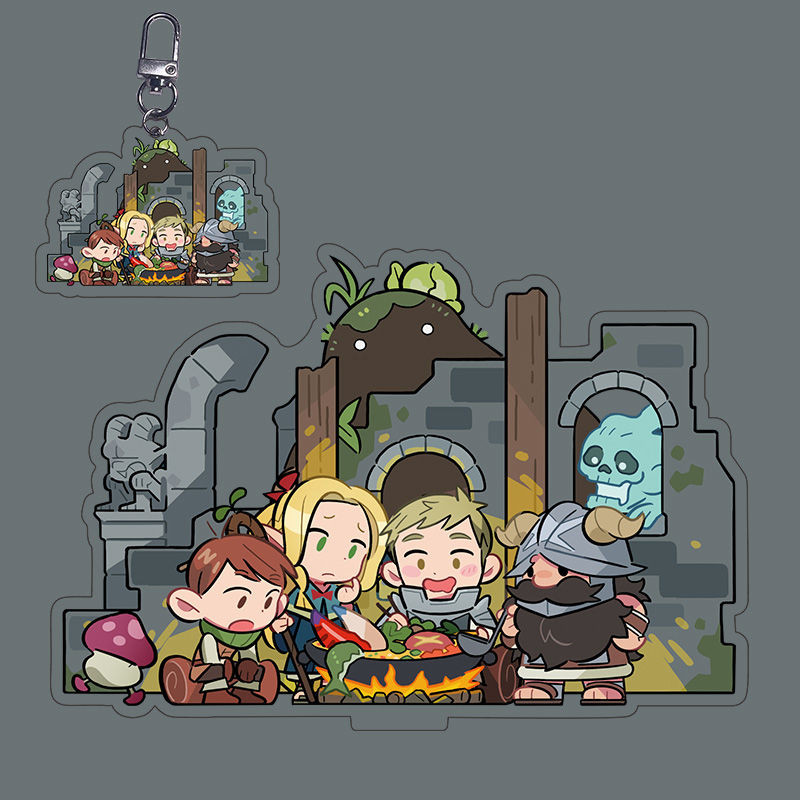 อร่อยใน Dungeon อะนิเมะพวงกุญแจผู้หญิง Marsilla พวงกุญแจอะคริลิค man Laius พวงกุญแจกระเป๋าจี้ Dungeon Meshi ขาตั้งอะคริลิค