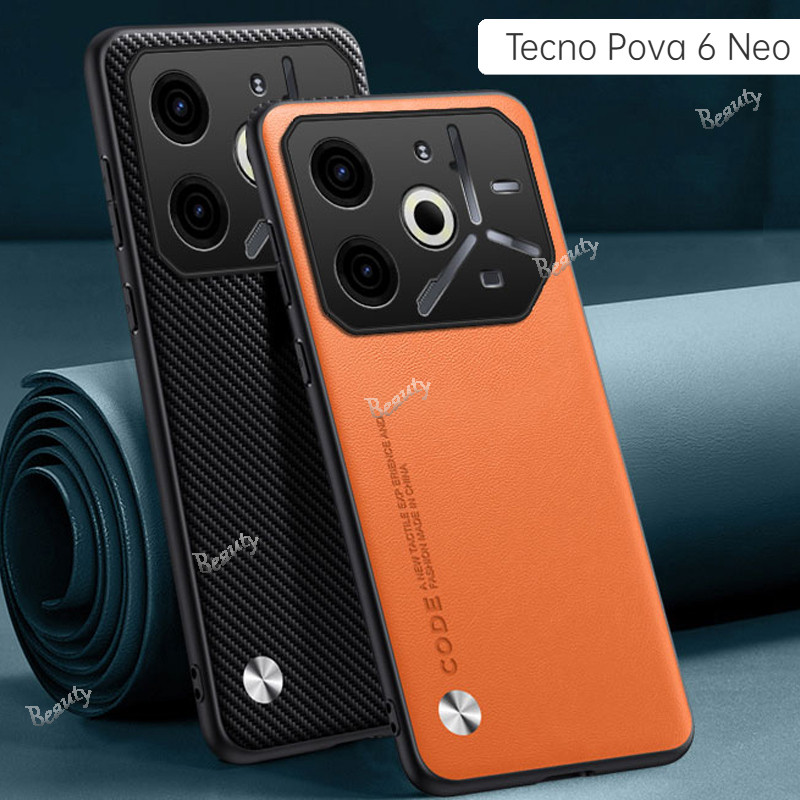 ปลอกสําหรับ Tecno Pova 6 Neo 4G หรูหราธรรมดาผิวหนัง Anti-Shock เคสโทรศัพท์สําหรับ Tecno Pova6 Neo Po
