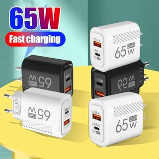 IONEVA อะแดปเตอร์ชาร์จโทรศัพท์, PD Type C EU/US 65W GaN ปลั๊กชาร์จ, อุปกรณ์เสริม USB A + C Fast Charging USB C Charger สําหรับ //