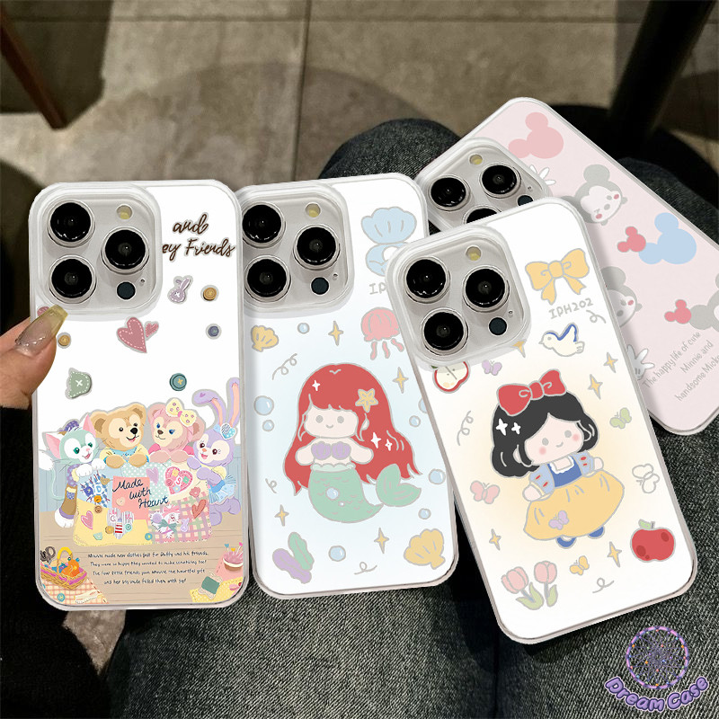 การ์ตูนมิกกี้เมาส์กรณีเจ้าหญิงหวานเข้ากันได้กับ IPhone 11 14 15 12 13 Pro Max 7Plus XR XS X Max 14 15 8 7 Plus SE 2020