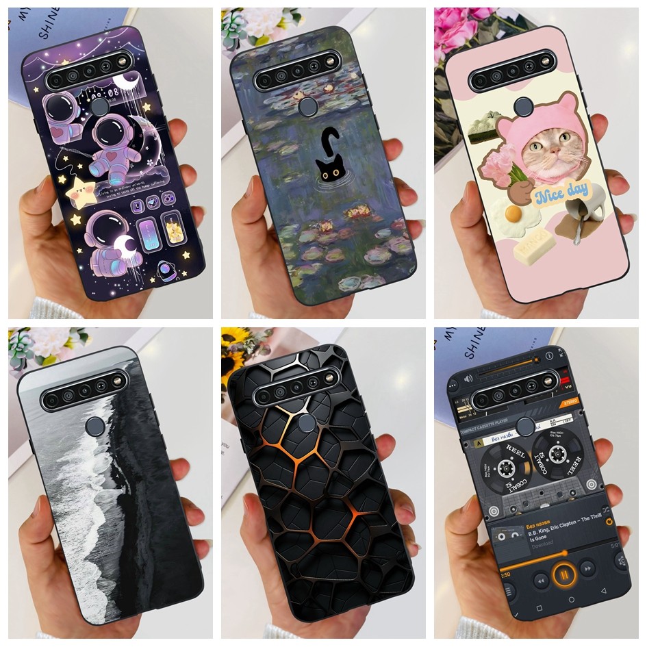 สําหรับ LG K61 2020 กรณีน่ารักนักบินอวกาศการ์ตูนซิลิโคนนุ่มโทรศัพท์ปกหลังสําหรับ LG K61 K 61 LGK61 L