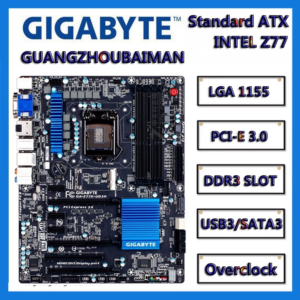 Gigabyte Z77X-UD3H D3H Z77-D3H DS3H HD3 Z77P-D3 ATX Z77 เมนบอร์ด DDR3 & Z77M-D3H H77M-D3H 1155 ไม่มี