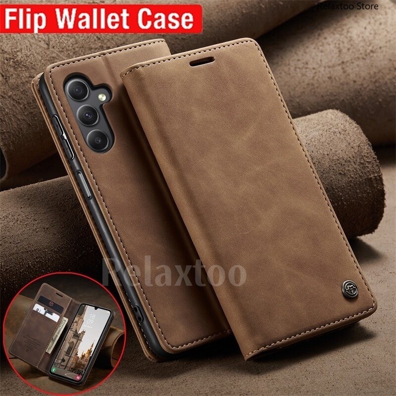 Samsunga16 SamsungA56 2025 Flip Matte หนังสําหรับ Samsung Galaxy A06 A56 A26 A36 A16 LTE 4G 5G ช่องใส่การ์ดกระเป๋าสตางค์วงเล็บแม่เหล็กเคสโทรศัพท์กันกระแทกป้องกันปกหลัง