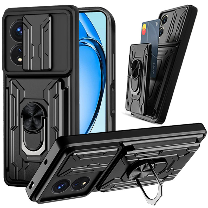กรณีโทรศัพท์มือถือหนักกันกระแทกพร้อมที่วางโลหะและช่องเสียบการ์ด OPPO A6X A6 Pro A5X A5 Pro A3X A18 A38 A58 A60 A17 A98 A78 A57