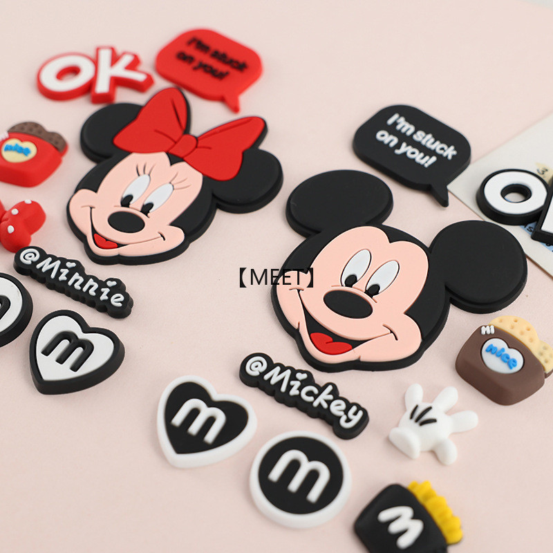 【MEET】9ชิ้น/แพ็คมิกกี้เมาส์กาวอ่อนทําเองอุปกรณ์เครื่องประดับเคสโทรศัพท์ฉนวนกันความร้อนถ้วยน้ําตกแต่งแพทช์พีวีซีกาวอ่อนชุดอุปกรณ์เสริม
