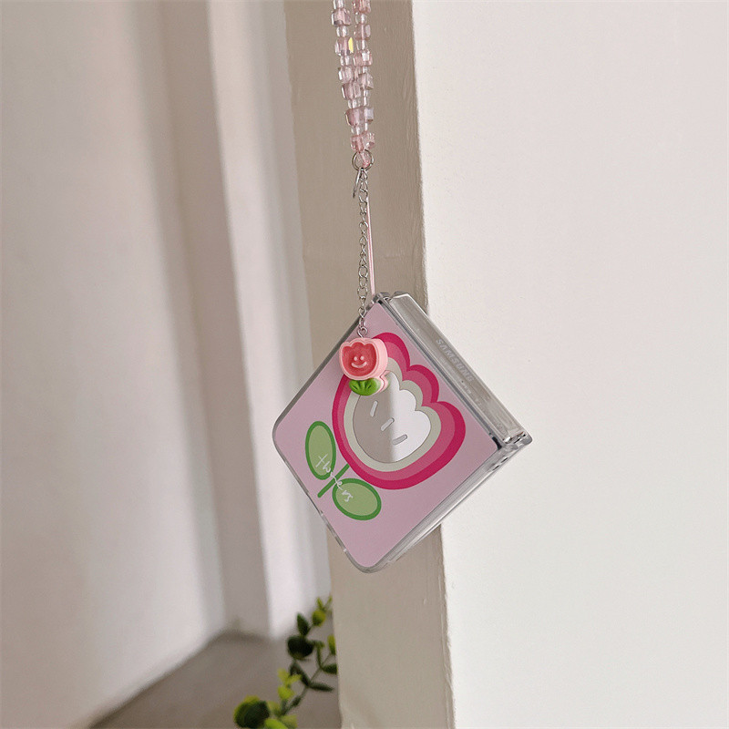 แฟชั่น Slim Mirror Flip Case Samsung Galaxy Z Flip 7 Z Flip 6 Z Flip 5 Z Flip 4 Casing Bracelet สายรัดข้อมือกันกระแทก Hard PC ฝาหลัง - รูปที่ 5