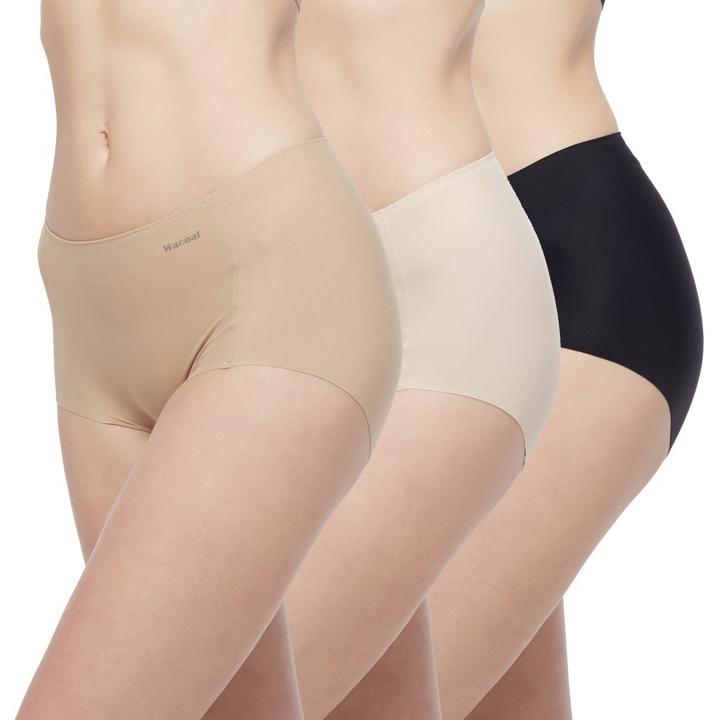 Wacoal Oh My Nudes Panty แพ็ค 3 ชิ้น กางเกงในไร้ตะเข็บ รุ่น WU4999/WU4T99 สีเบจ-ดำ-โอวัลติน (BE-BL-O