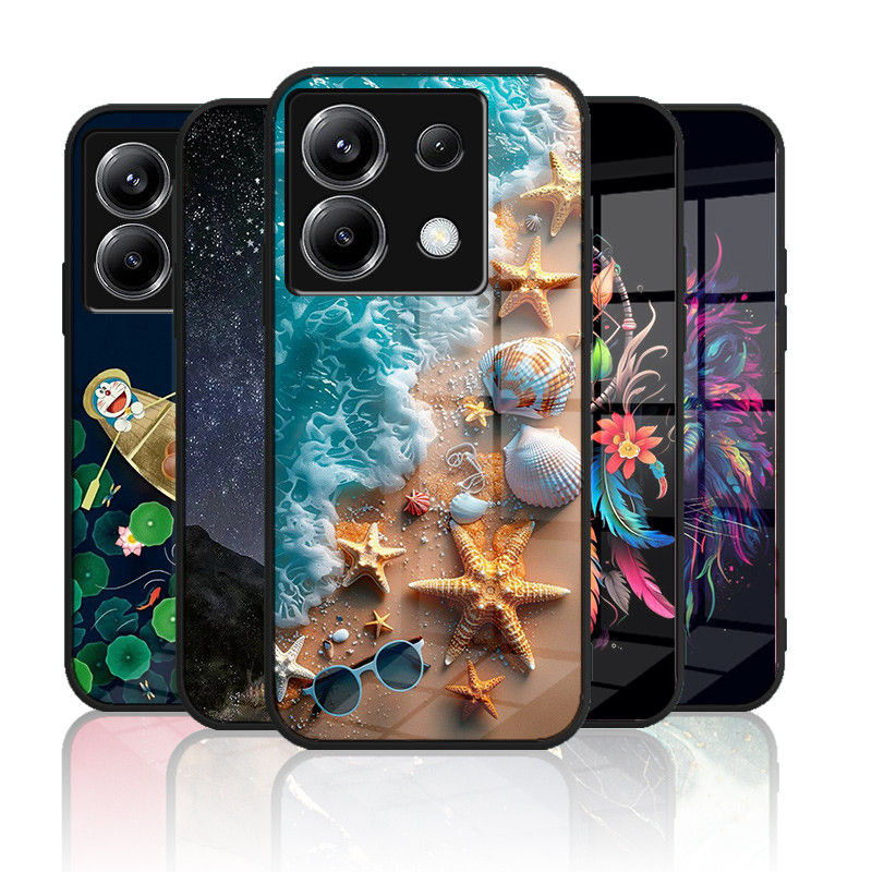 เคสกระจก Xiaomi poco X6 5g / redmi note 13 pro 5g เคสกระจกนิรภัยฮาร์ดฝาหลังขอบซิลิคอนอ่อน