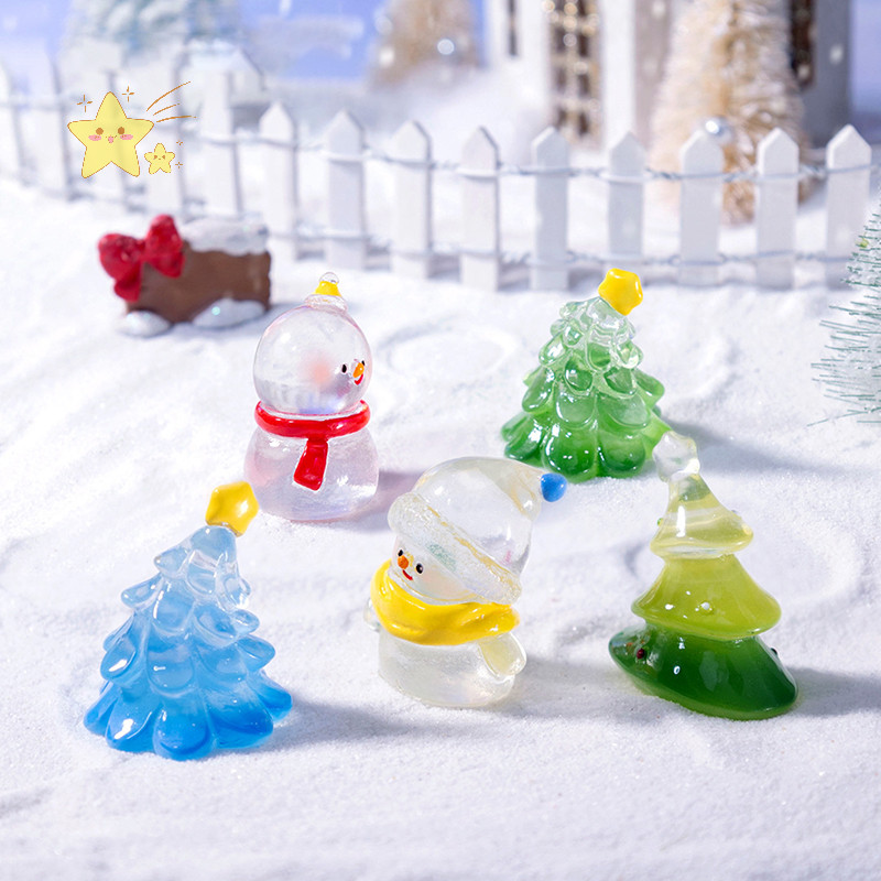 [JBTH] 1 PC Mini Christmas Tree ตกแต่งคริสต์มาส Figurines Fairy Garden Decor Snow Landscape Model เครื่องประดับเรซิ่น Miniatures [JB]