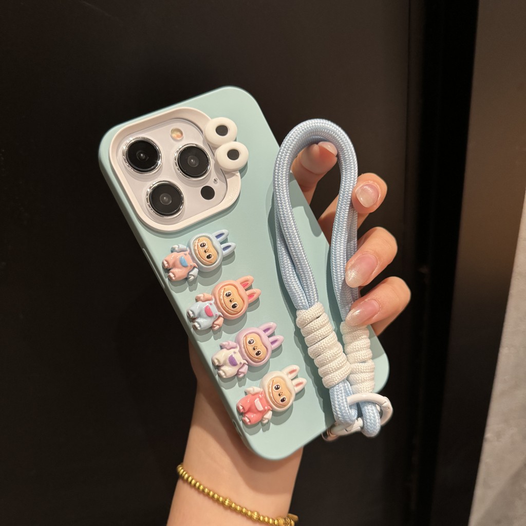 สําหรับ Xiaomi 14 13 12T Pro 11i Mi 11i Poco F6 F5 M4 Pro 5G X6 F5 X3 5G เคสโทรศัพท์ Macaron 2-in-1 Cam ซิลิโคนเหลวนุ่ม Labubu ฝาหลัง