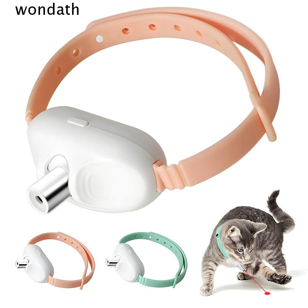 Wonda ของเล่นเลเซอร์แมว, USB ปลอกคอแมว LED อัตโนมัติ, อุปกรณ์สําหรับสัตว์เลี้ยงพร้อมไฟ LED ของเล่นแมวแบบโต้ตอบไฟฟ้าสําหรับแมวในร่ม
