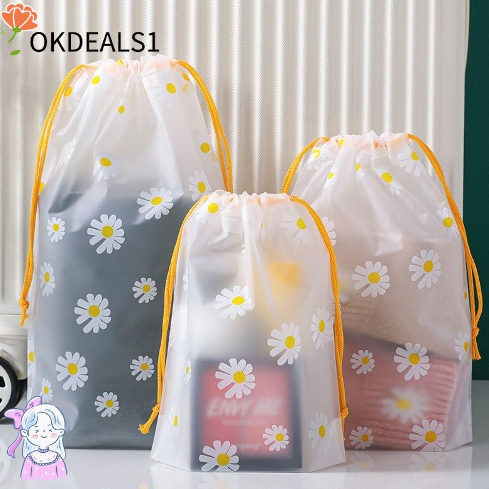 Dealshop ถุงเก็บรองเท้า, กระเป๋าหูรูดใสกันฝุ่น, กระเป๋าแขวนทนทานการ์ตูน Daisy กันน้ํากระเป๋าเดินทางรองเท้า Travel/Busness Trip