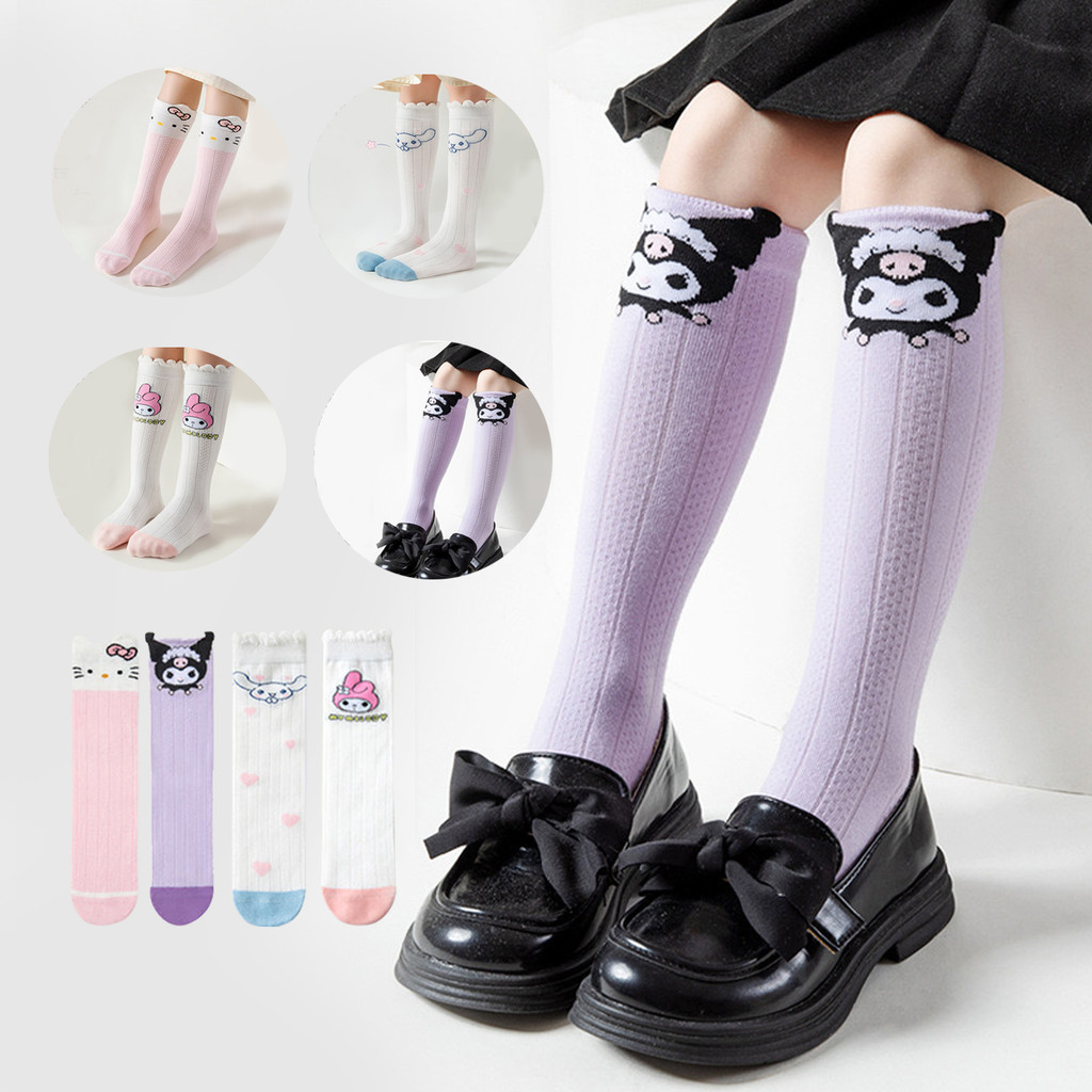 [Aurinko]เสื้อผ้าเด็ก ถุงเท้าเด็ก Kuromi เทรนด์ การ์ตูน ระบายอากาศได้ ถุงเท้า Kuromi Stocks, Kids