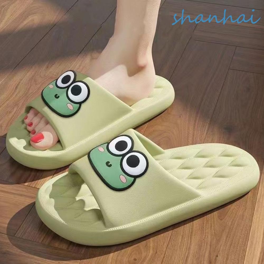 Shanhai รองเท้าแตะแพลตฟอร์มหนา, แฟชั่นการ์ตูนกบลื่น Flip Flops, สบายรองเท้าชายหาดพื้นนุ่มรองเท้าแตะสไลด์รองเท้าบ้านผู้หญิง/ผู้ชาย