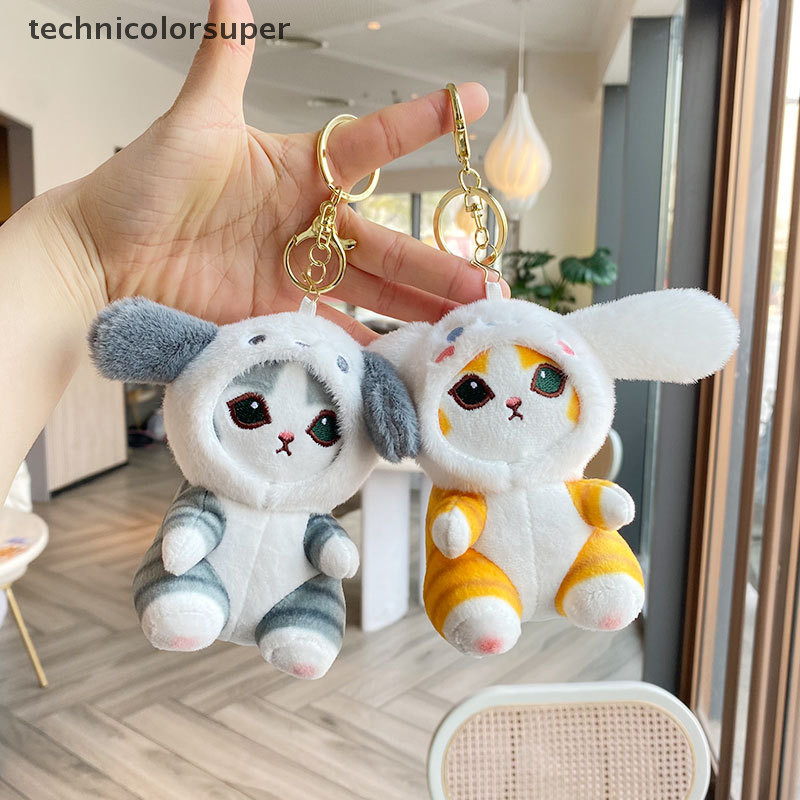 Technicolorsuper 1PC Sanrio พวงกุญแจน่ารักตกแต่งคอสเพลย์ Cinnamoroll ของเล่น Kuromi พวงกุญแจ Kawaii ตุ๊กตา Hello Kitty กระเป๋าเป้สะพายหลังจี้ TSR