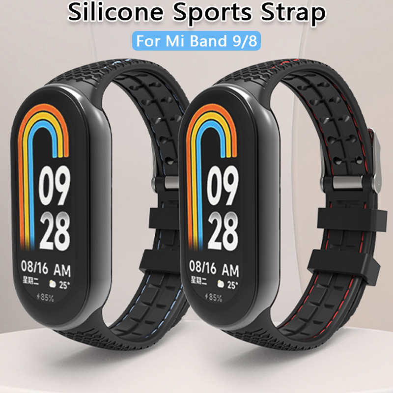 สายซิลิโคนสําหรับ Mi Band 9/8 สร้อยข้อมือยาง Watchband เปลี่ยนสร้อยข้อมือข้อมือ Smartwatch Correas ส