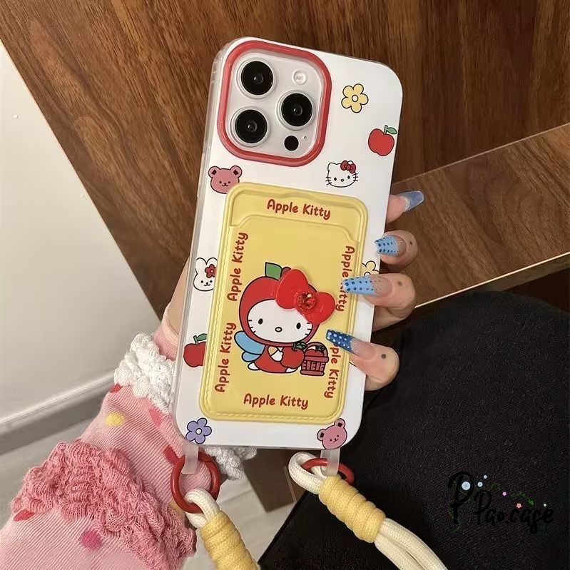 กระเป๋าสตางค์ HelloKitty คู่รักเคสกระเป๋าสตางค์เข้ากันได้กับเคสไอโฟน 13 15 XR 11 14 12 Pro Max 7 15 8 14 Plus X XS Max