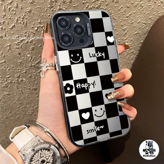 เคสไอโฟน11 15 สีดำและสีขาวหมีตาราง สําหรับ IPhone 11 13 12 7Plus 14 15 11 Pro MAX 8 7 Plus X XR XS Max SE Luxury Case