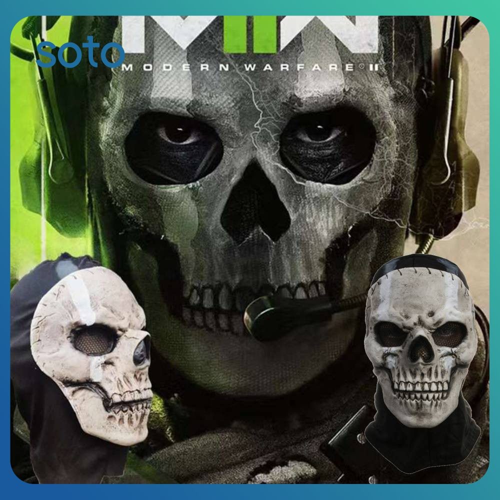 ♫ หน้ากากหัวกะโหลกผีสยองขวัญวันฮาโลวีนของ Call Of Duty ปาร์ตี้แต่งตัวผีคอสเพลย์ ปาร์ตี้แสดงหน้ากากผี อุปกรณ์ประกอบฉากคอสเพลย์ หน้ากากคอสเพลย์ Th