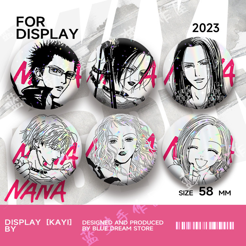 Nana Badge สีดําสีขาวมังงะสไตล์รอบเข็มกลัด Ita กระเป๋าเครื่องประดับ Oosaki Nana Komatsu Bagdes น่ารัก Accesorios โต๊ะแสดงของขวัญ