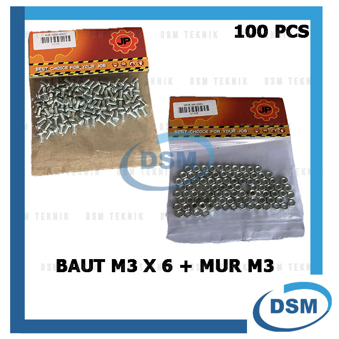 แพ็คเกจ 2 ชุด 3x6 BOLT NUT JP M 3 x 6 MM M3 NUT SCREW COTENTS 100 ชิ้น