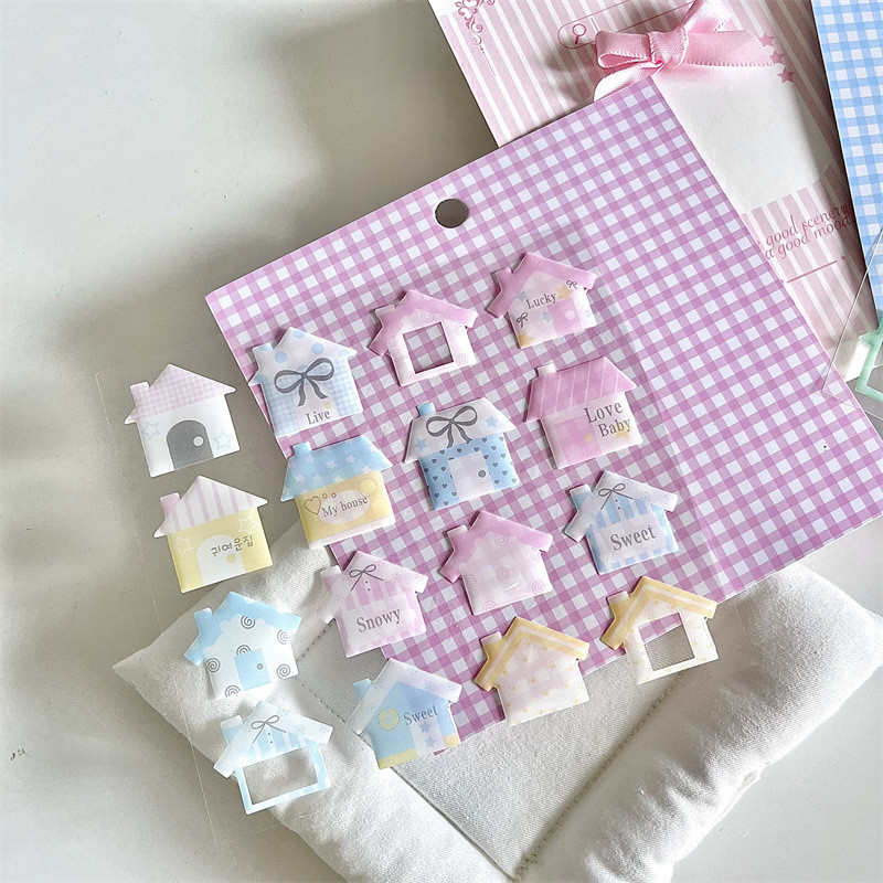 สตีฟ เกาหลีบ้านหลังเล็กกาวสติกเกอร์ 3ง คริสตัลสติกเกอร์กันน้ํา ม5 วารสารเคสโทรศัพท์สติกเกอร์ตกแต่ง