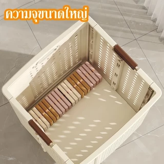 [กรุงเทพ พร้อมส่ง]ตะกร้าใส่ผ้า พับเก็บได้ ประหยัดพื้นที่ มี 4 ล้อ จุของได้เยอะ มีล้อสามารถเคลื่อนย้ายได้