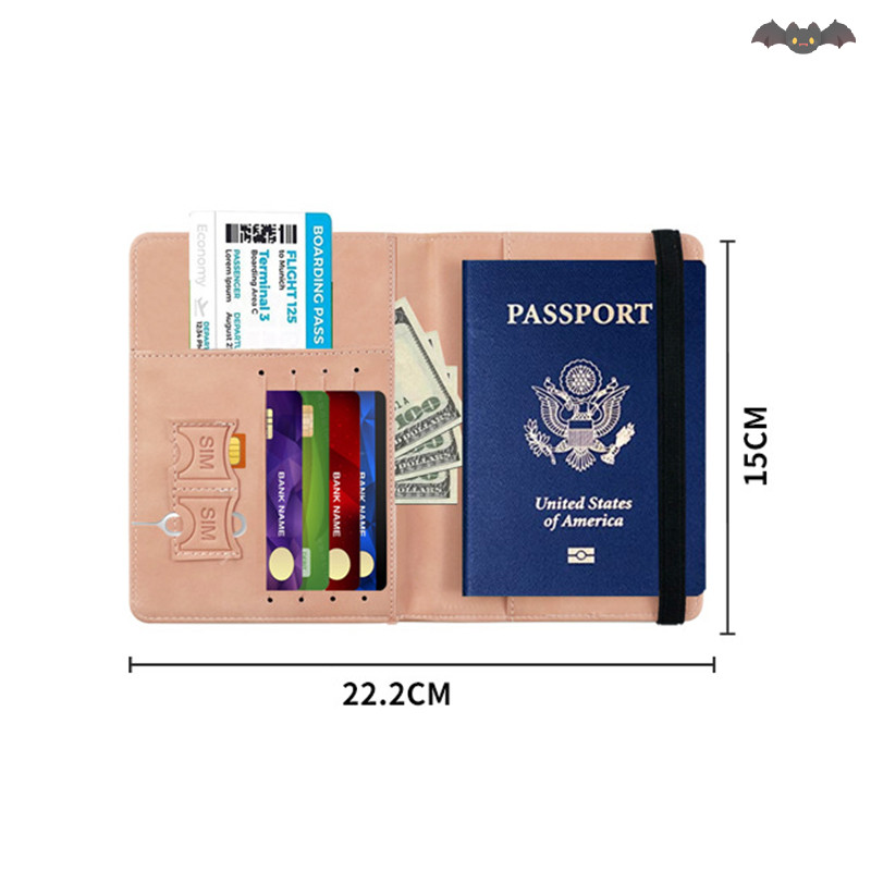 [PE] ผู้หญิงผู้ชาย RFID Vintage Business Passport Covers Holder Multi-Function ID Bank Card PU Leather Wallet Case Travel Accessories TH