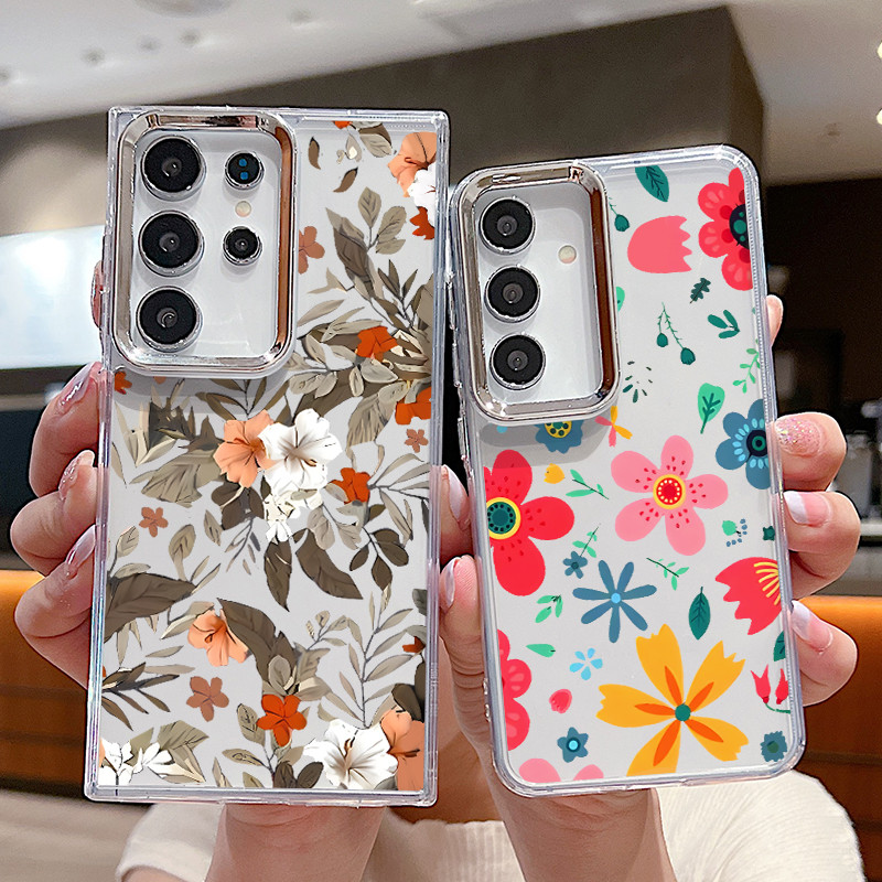 Samsung Galaxy S23 S24 FE S22 S21 Ultra PLUS A55 5G A52การ์ตูนดอกไม้Anti Dropเคสโทรศัพท์Samsung A34 A25 5G