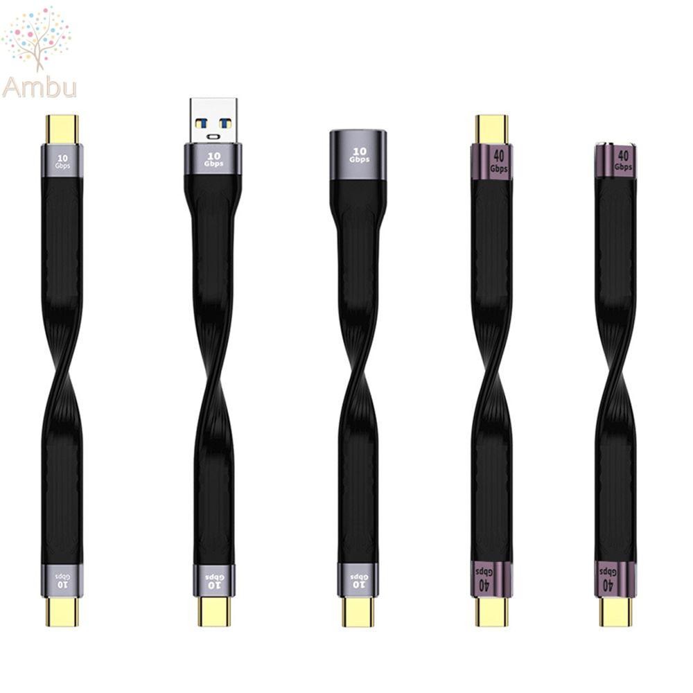 Ambu สาย USB C แบบสั้นยืดหยุ่น 40Gbps QC4 PD 100W