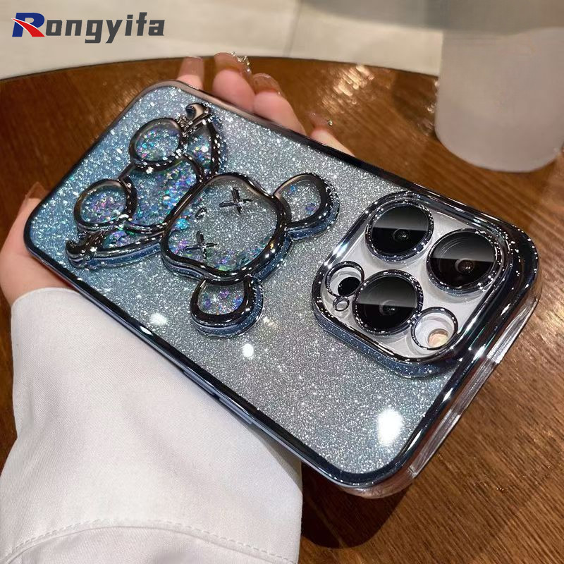 Luxury Glitter QuicksandหมีสําหรับOPPO A3 Pro A3X A3 Reno 12F 12 Pro K12 K11 K11Xค้นหาX8 Pro Realme 