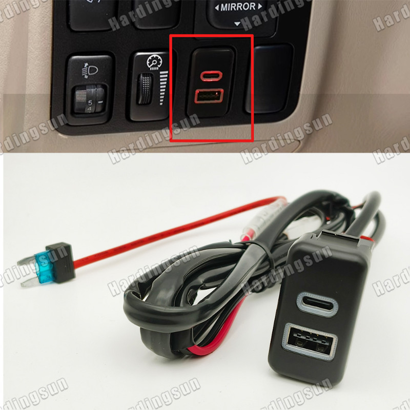 Dual Car QC3.0 Charger Fast Charger Type-C PD USB Charger Interface Socket Fit สําหรับ Toyota เก่า F