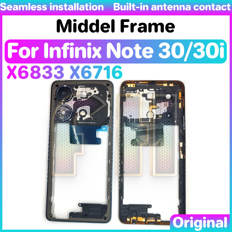 กลางด้านหน้าจอแสดงผล LCD กรอบสําหรับ infinix note 30 30i x6833 x6716 x6833b x6833Front Housing กรอบก
