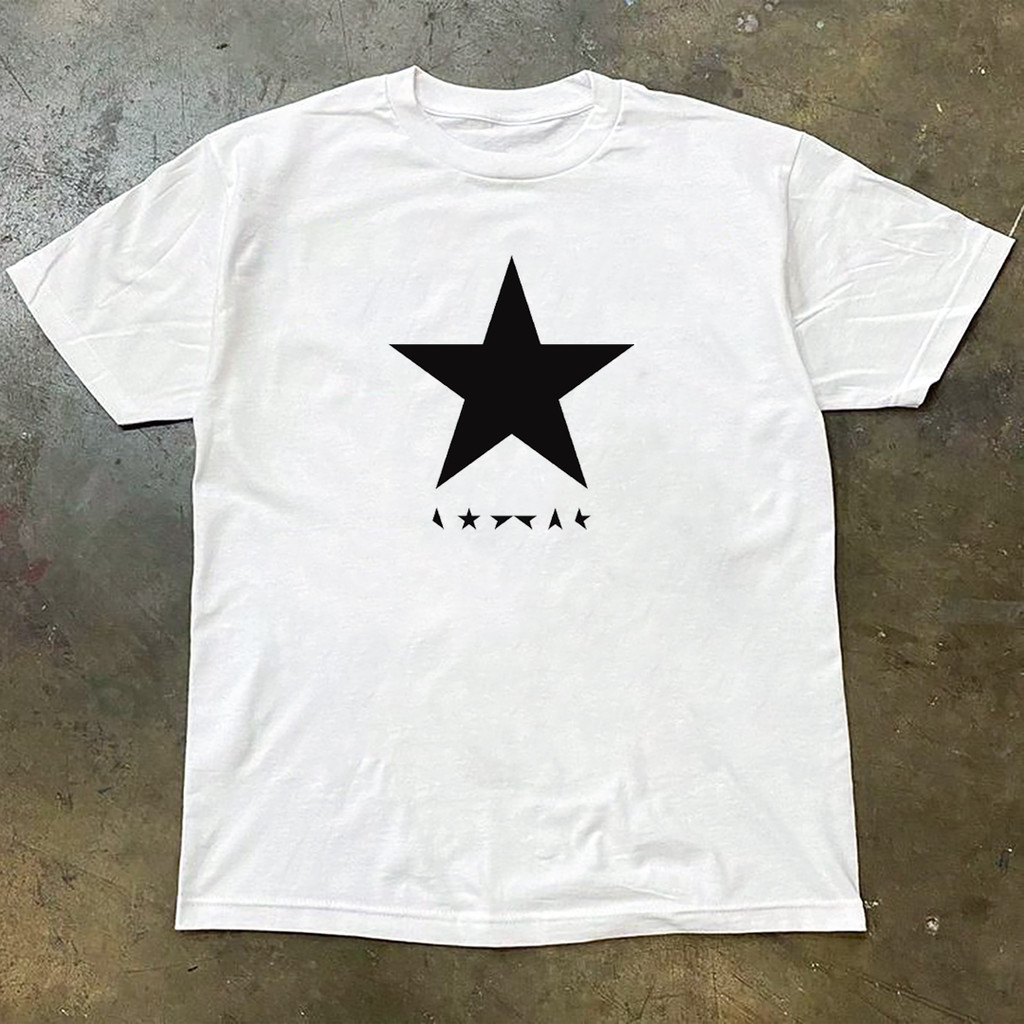 ((ผ้าฝ้าย 100%) David Bowie David Bowie เสื้อแขนสั้น David Bowie Blackstar พิมพ์รอบคอเสื้อยืด