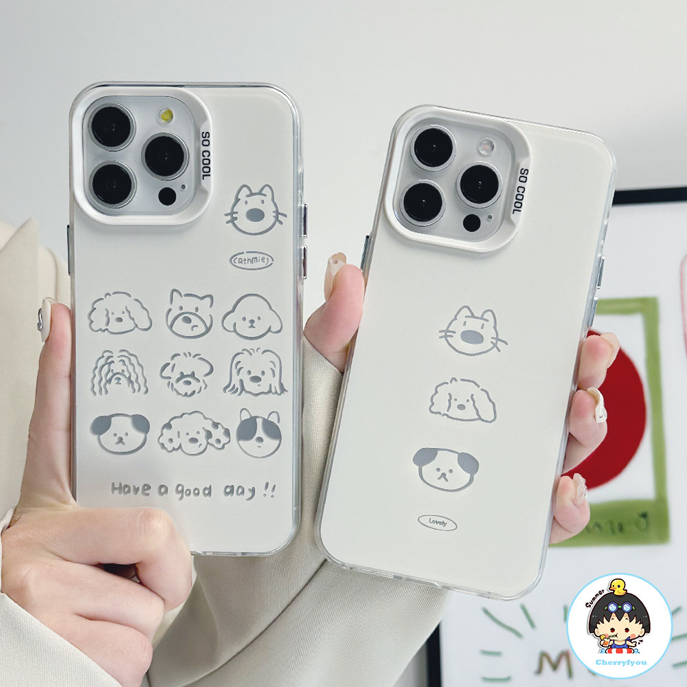 Ins Full Screen Puppy Matteเคสโทรศัพท์สําหรับIPhone 16 15 14 13 12 11 Pro Max X XR 8 7 Plusเลนส์กันกระแทกHybrid Hardปกหลัง
