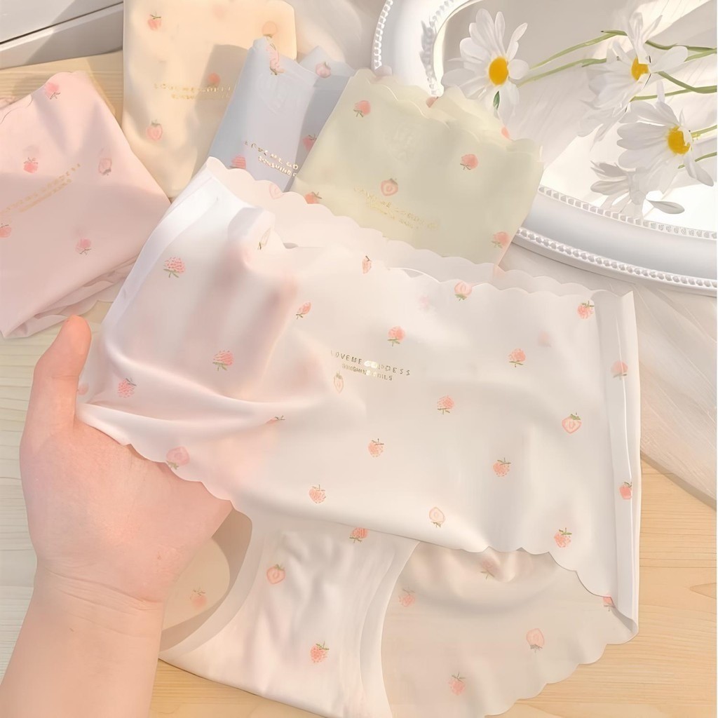 🍓NEW🍓กางเกงในเจลลี่ ลายสตอเบอร์รี่ กางเกงชั้นใน ผู้หญิง ไร้ขอบ ผ้านุ่มลืน บางเบา ลดอับชื้น ต้านแบคทีเรีย สวมใส่สบาย - รูปที่ 2