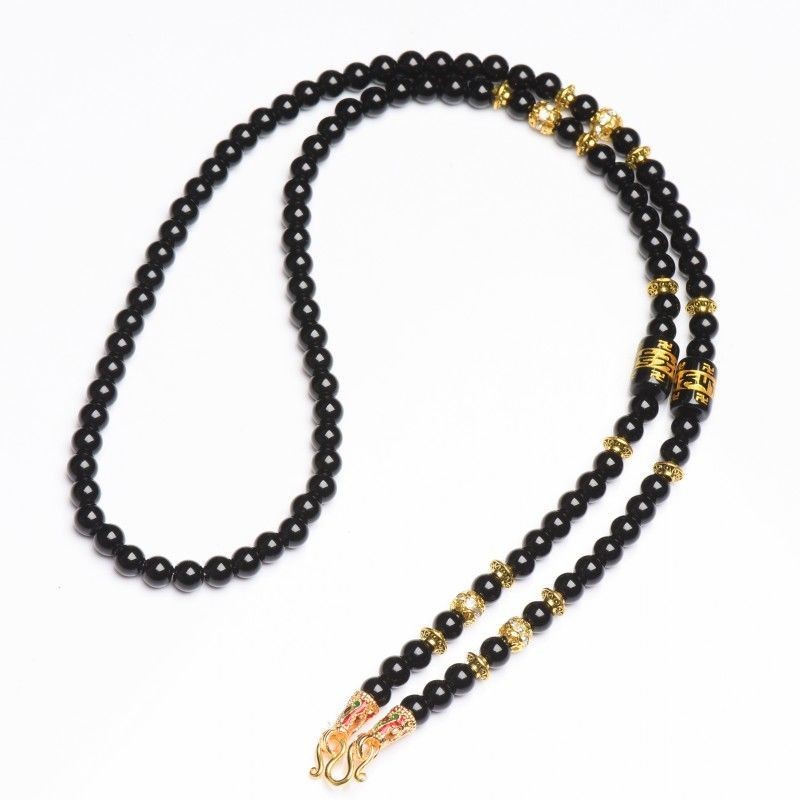 สร้อยคอมุกอะแกตสีดำ อัญมณีพิเศษสำหรับผู้ชายและผู้หญิง สไตล์ทันสมัย FPL23