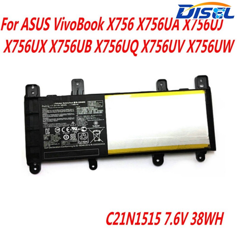 ✿แบตเตอรี่แล็ปท็อป C21n1515สำหรับ Asus VivoBook x756 x756ua x756uj x756ux X7