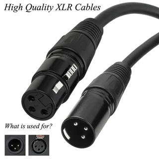 ข้างละ2หัว 1M สายดำ สายสัญญาณเสียง XLR Male To XLR Female (ผู้เมีย) Mic Cable ยาว 1 เมตรXLR-XLR ผู้เมียคู่